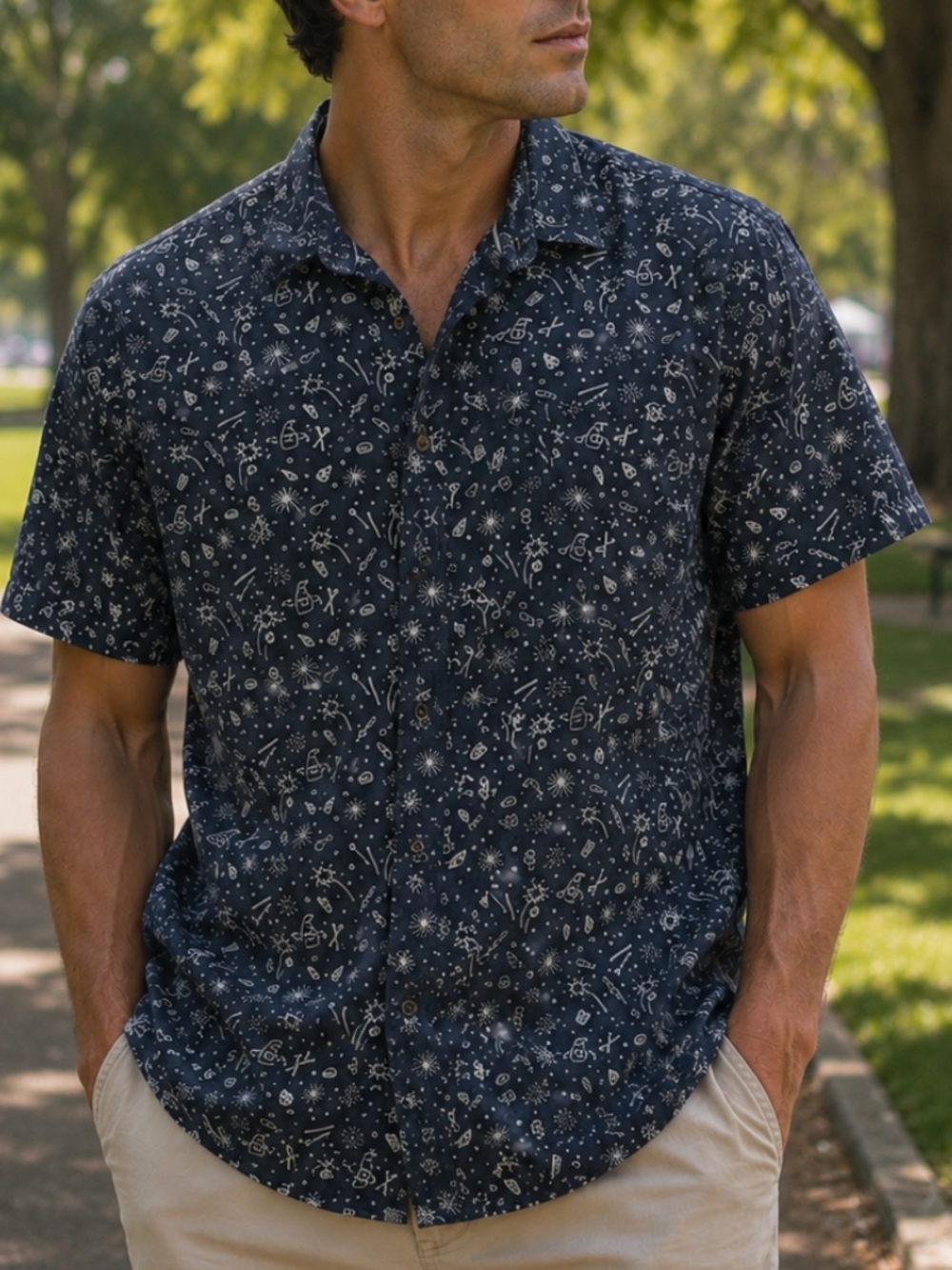 Huntington Beach club Fourth of July bun down shirt